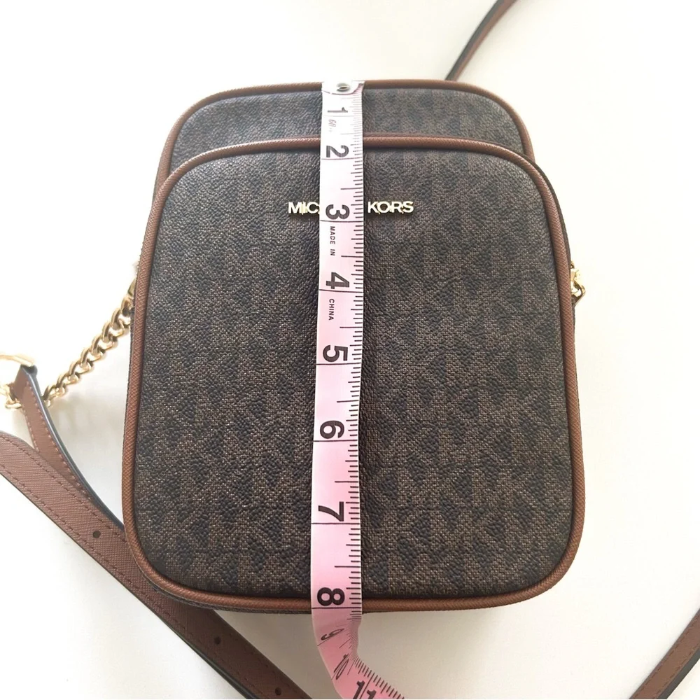 Michael Kors Jet Set Travel MK Logo Crossbody Bag Brown NWOT